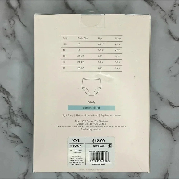 Auden Panties Cotton Blend Set of 6 Size XXL - Picture 7 of 9